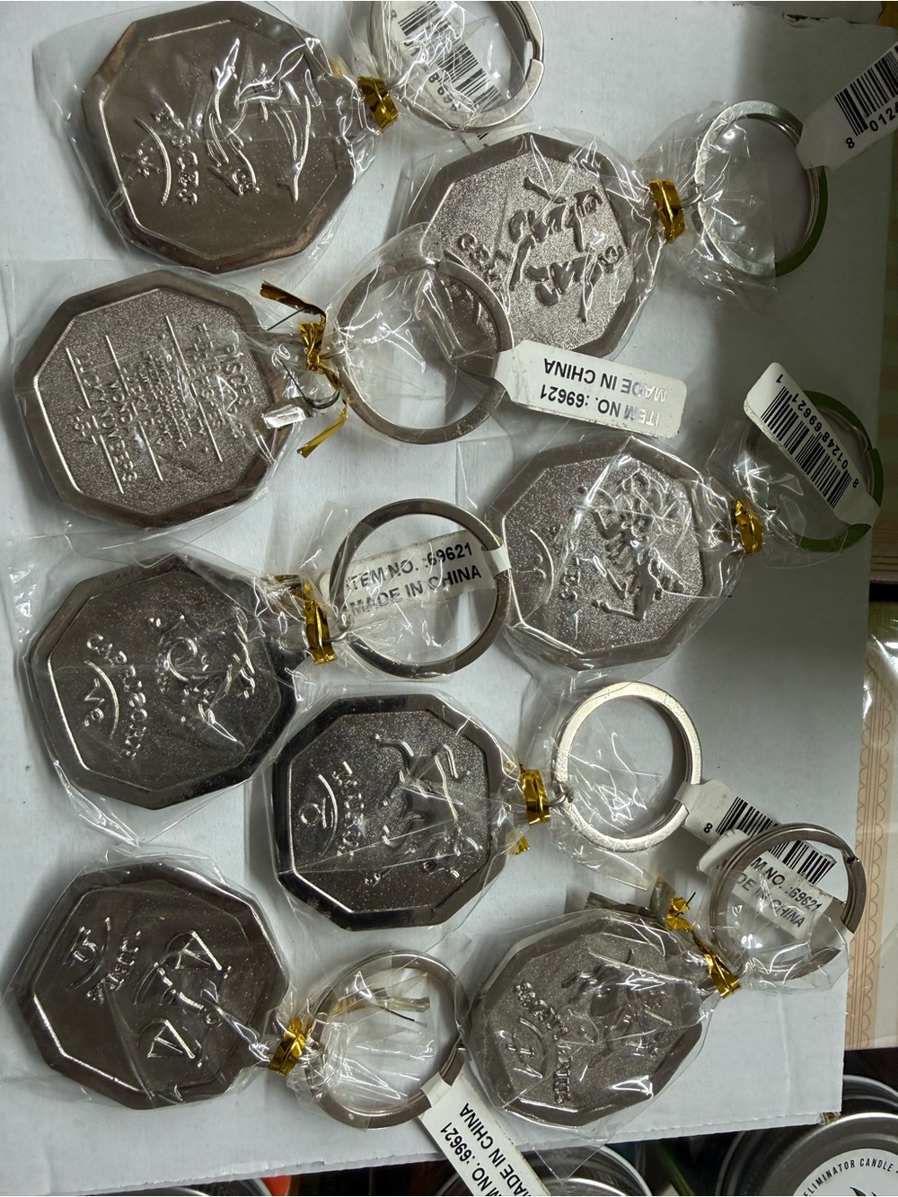 Silver Octagonal Metal Keychain - Home Accents